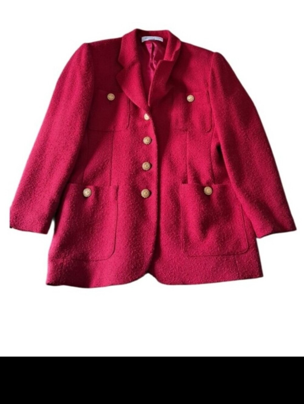Jones New York Petite Red Textured Blazer with Gold Buttons - Picture 6 of 6